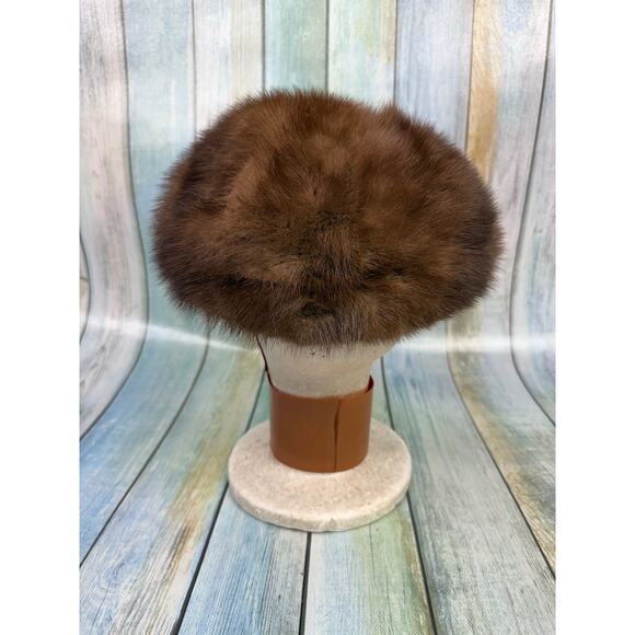 Vincent & Bill Vintage Mink Hat Beret Winter New York Brown Fur 1960 1970 - Picture 3 of 7